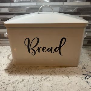 Bread box for kitchen countertop, Tin, White